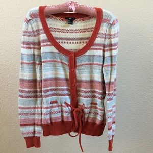 H&M  nordic fair isle fitted angora red cardigan